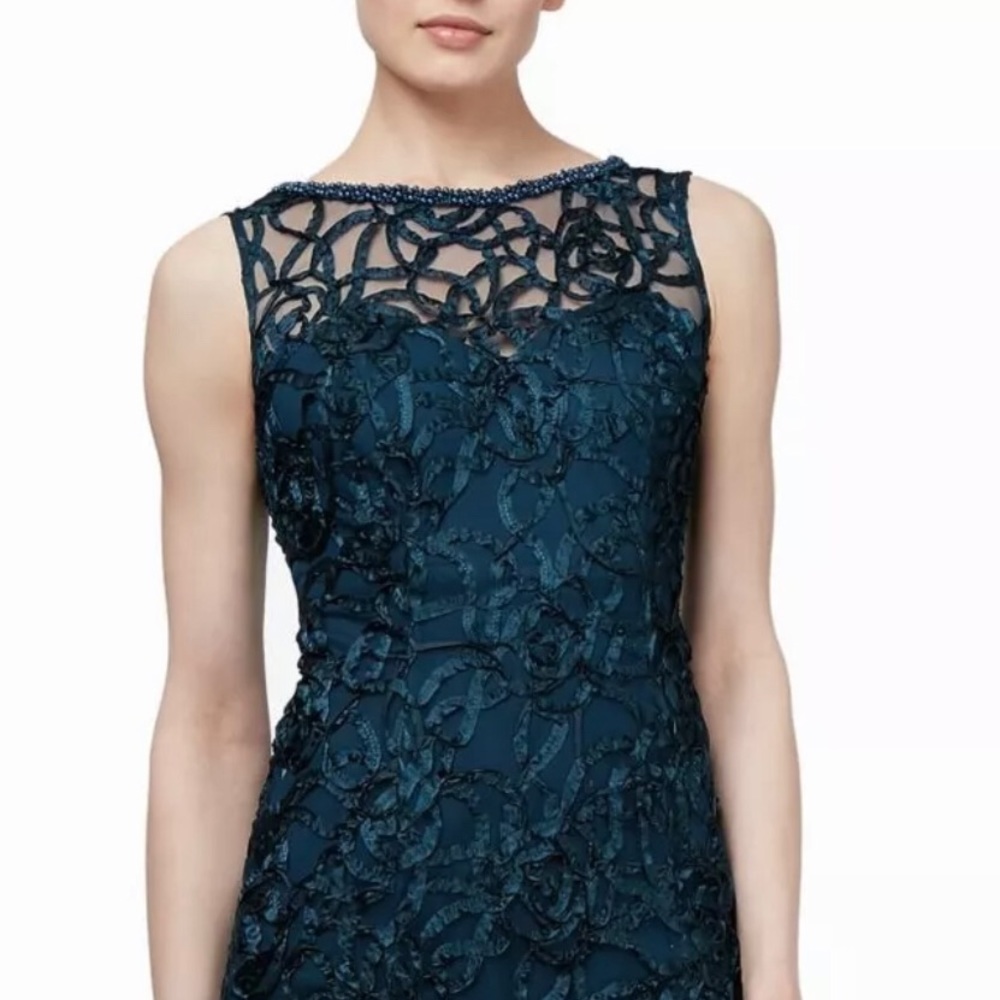 Formal Dress Size 10 Teal Blue Beaded Prom SLNY - Picture 3 of 8